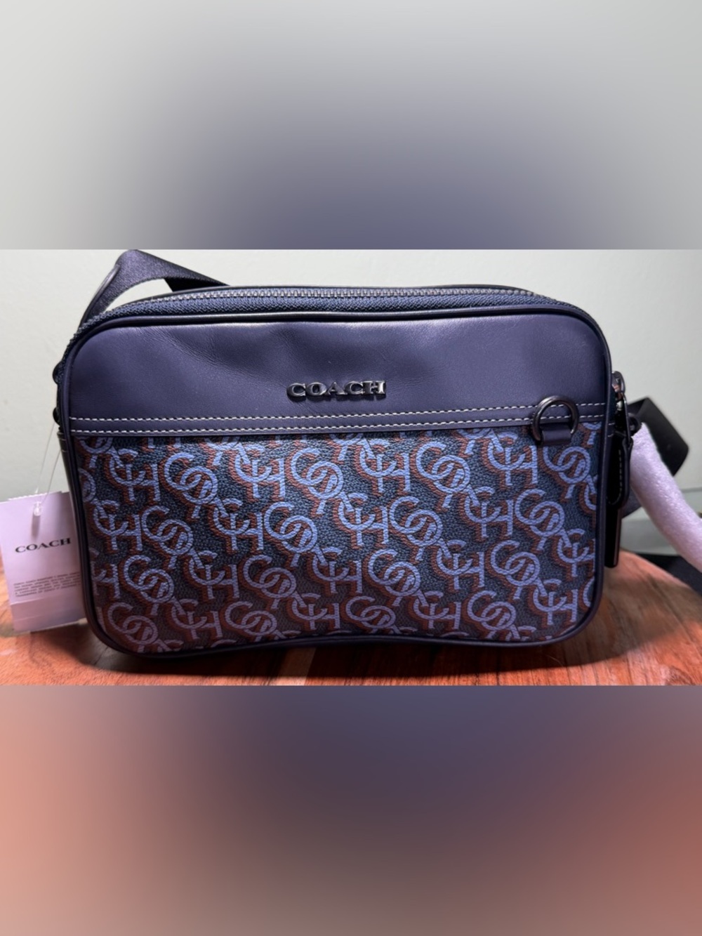 Coach Graham Crossbody CF484 Midnight Signature Canvas Double Zip NWT Men’s Bag